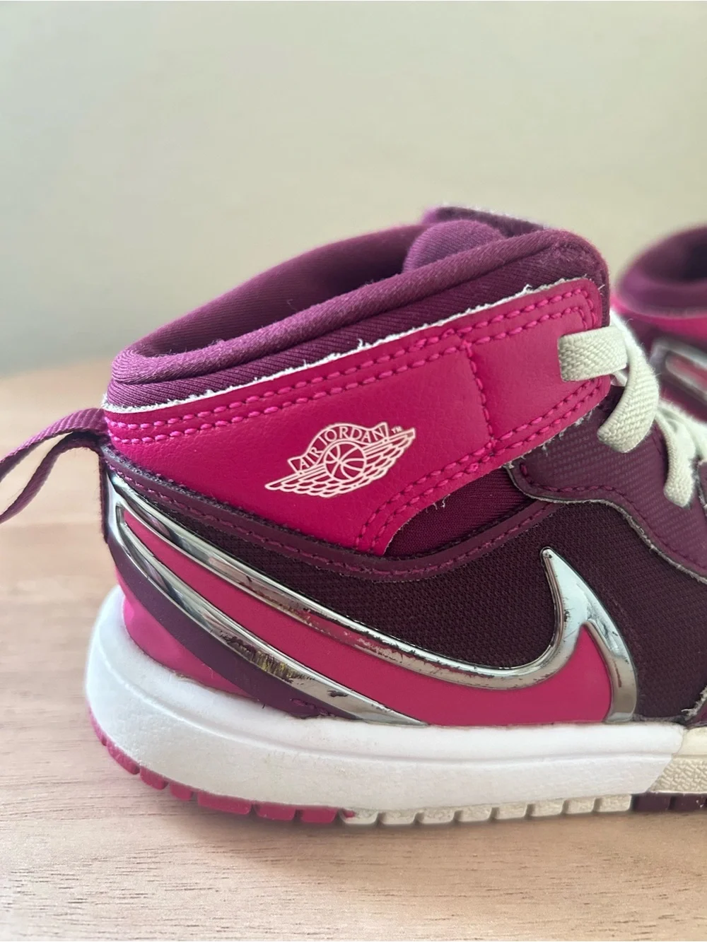 Nike Kids Mid-Top Sneakers in Pink and Burgundy